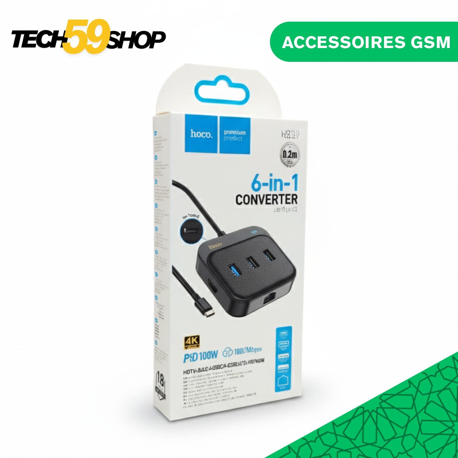 hoco-hb37-hub-usb-c-6-en-1